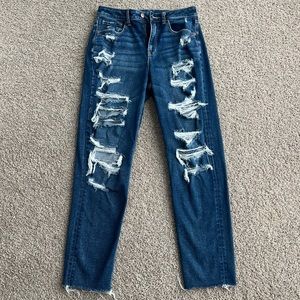 American Eagle Dark Wash High-Rise Stretch Mom Jeans